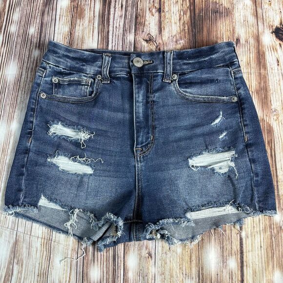 American Eagle Outfitters Pants - American Eagle CURVY HI RISE SHORTIE Size 4 Denim Cut Off Jean Micro Shorts 26x2